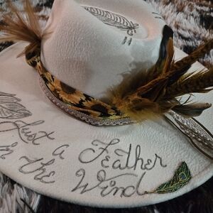 Handmade custom Burnt and styled flat brim hat